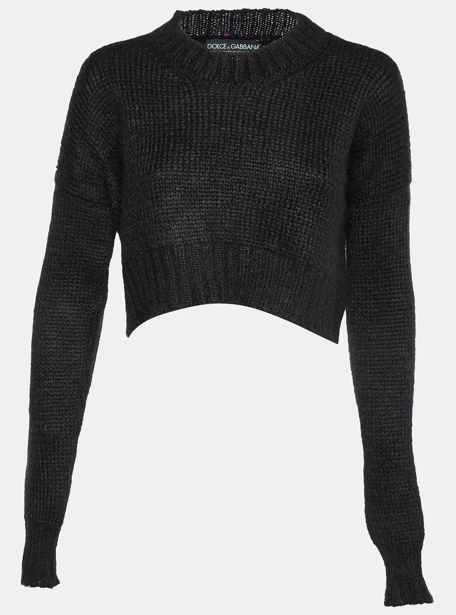 Dolce & Gabbana Black Wool Blend Knit Cropped Sweater S