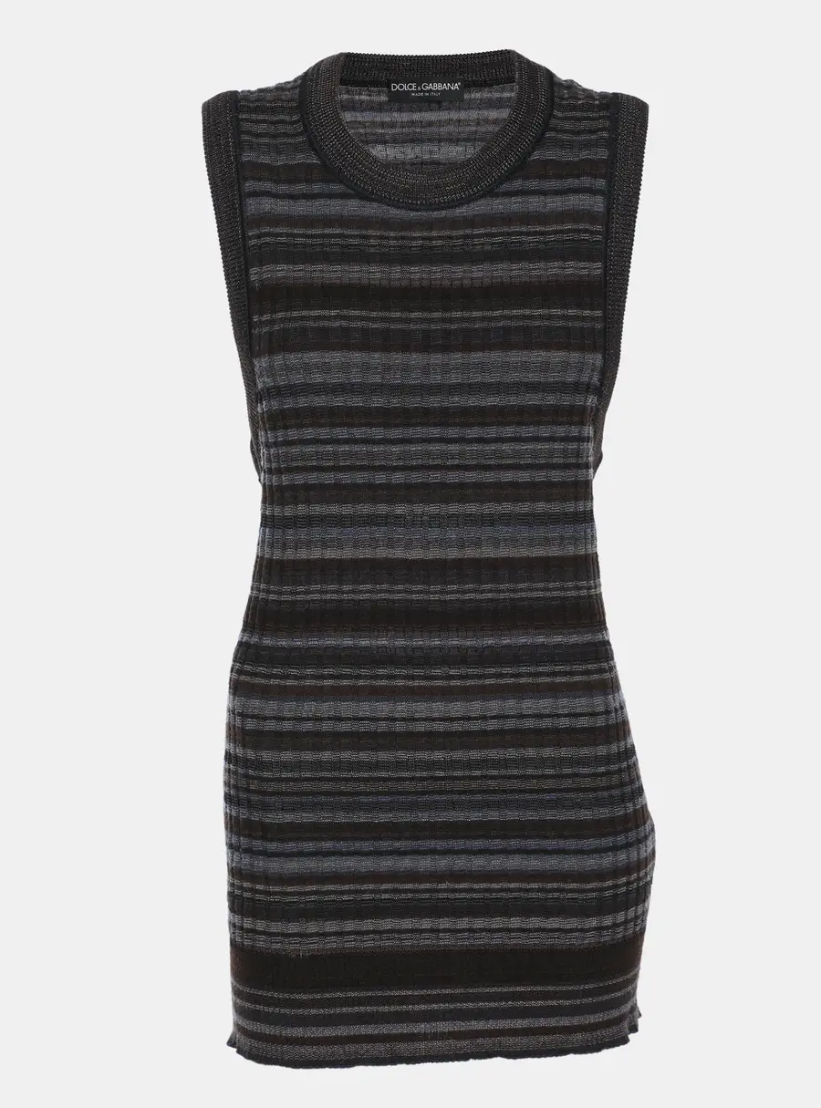 Dolce & Gabbana Multicolor Rib Knit Sleeveless Top XL