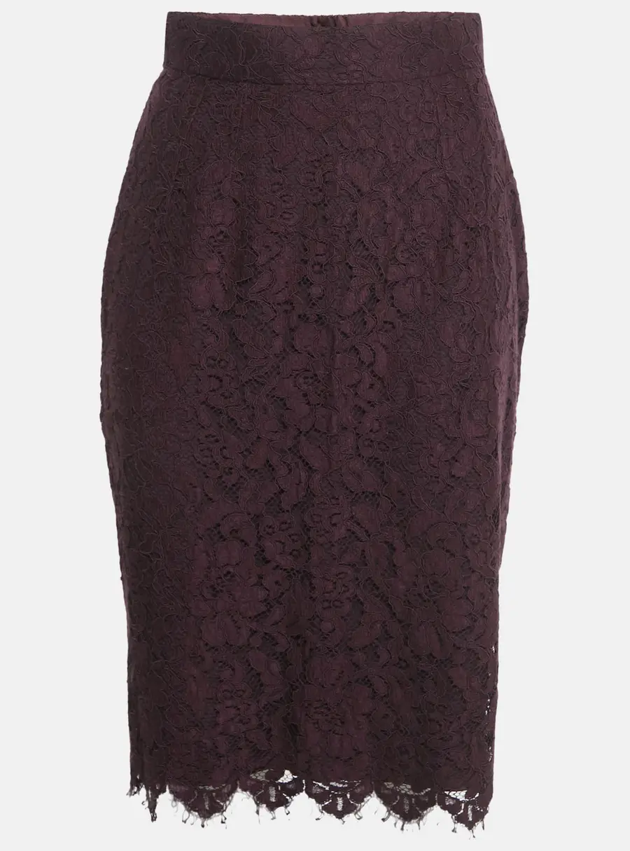Dolce & Gabbana Plum Lace Midi Skirt M