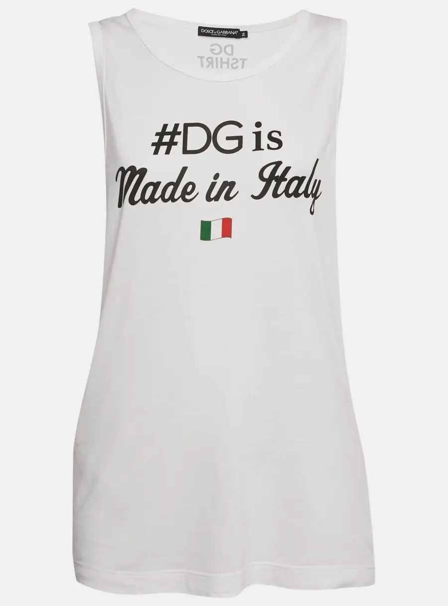 Dolce & Gabbana White #DG Print Jersey Tank Top XS
