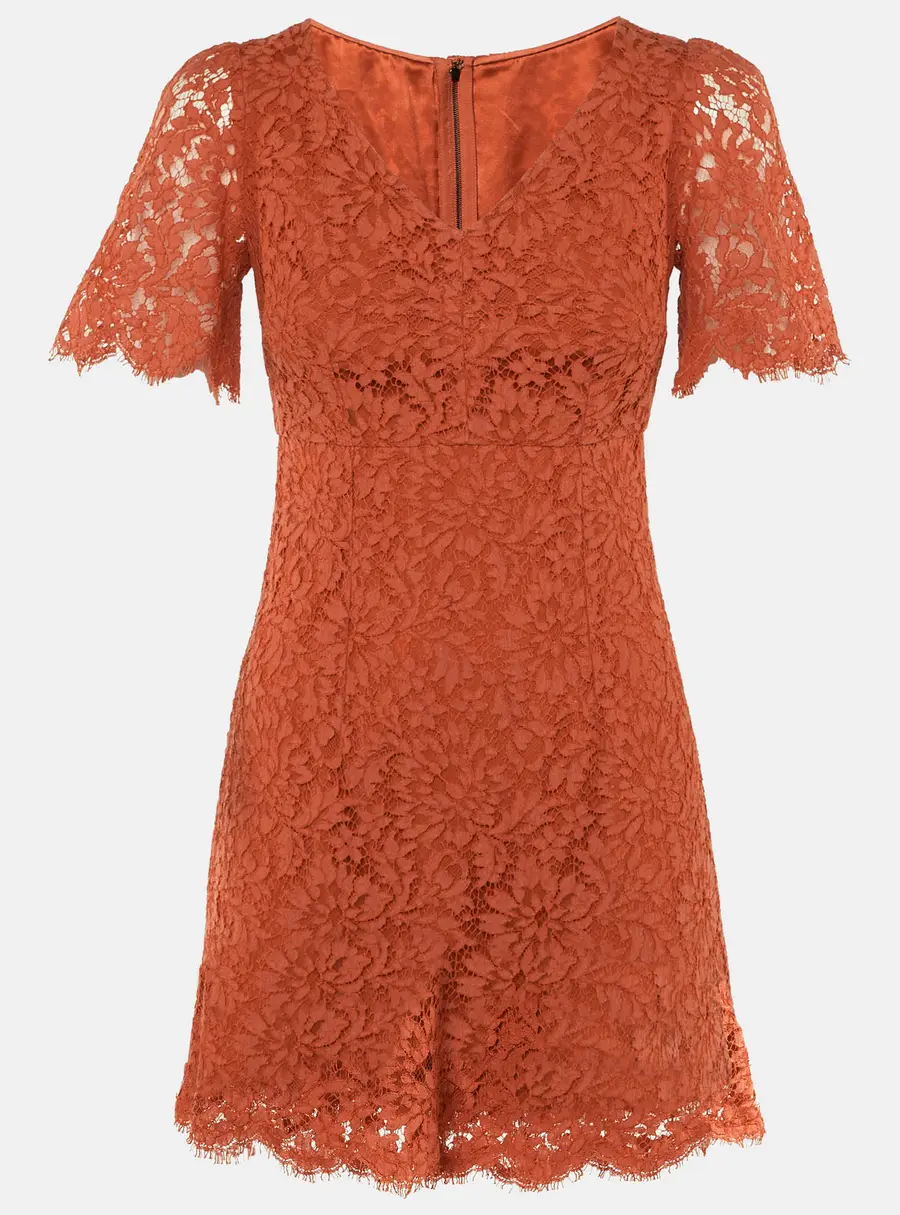 Dolce & Gabbana Burnt Orange Lace Mini Dress S
