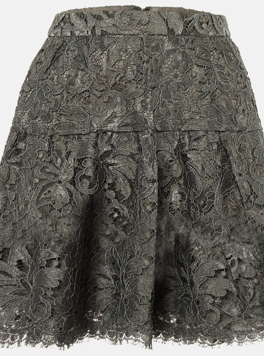 Dolce & Gabbana Grey Lace Mini Skirt XS