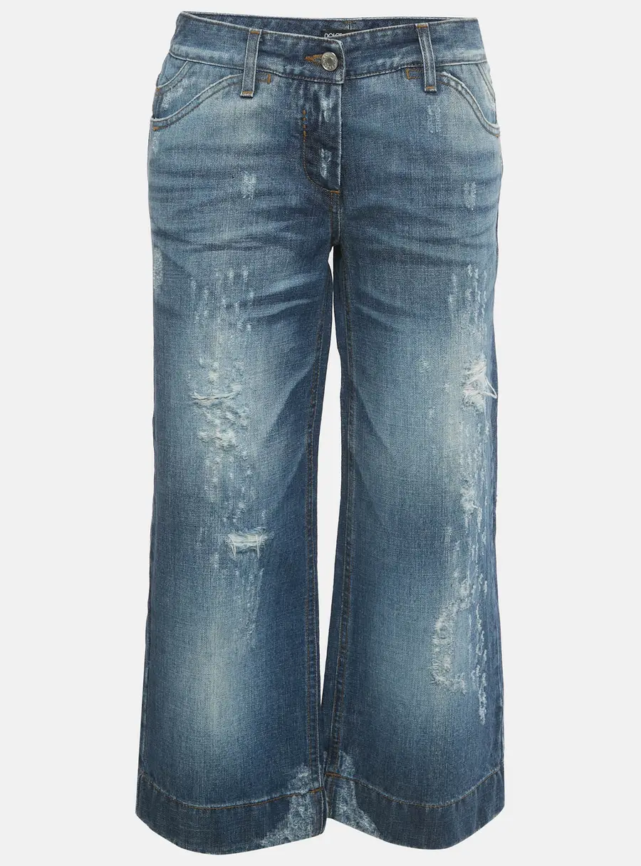 Dolce & Gabbana Blue Distressed Denim Capri Jeans M/Waist 32"