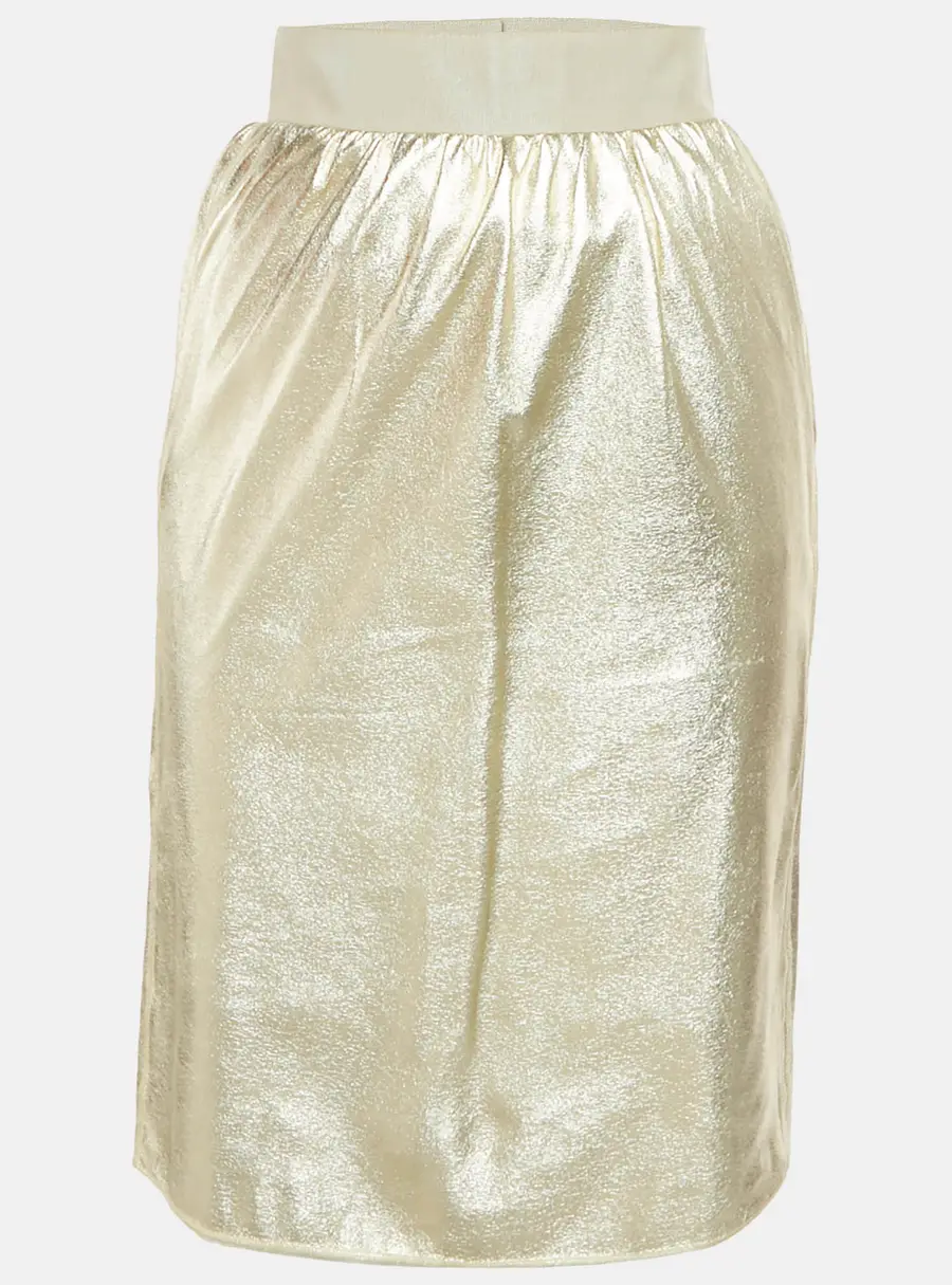 Dolce & Gabbana Metallic Gold Faux Leather Pencil Skirt XS
