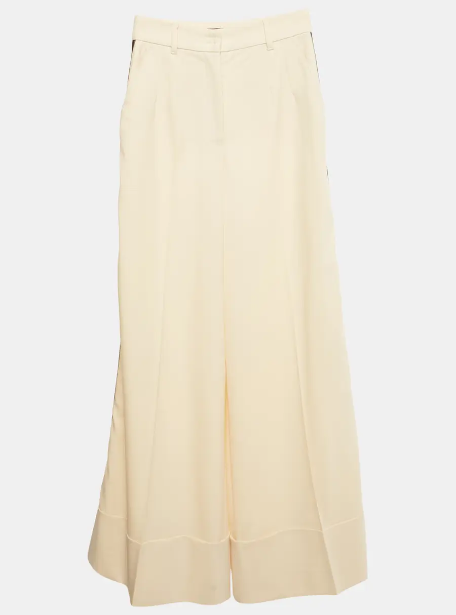 Dolce & Gabbana Cream Side Stripe Wide-Leg Trousers XS
