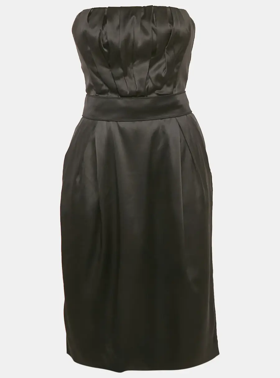 Dolce & Gabbana Black Satin Strapless Short Dress S