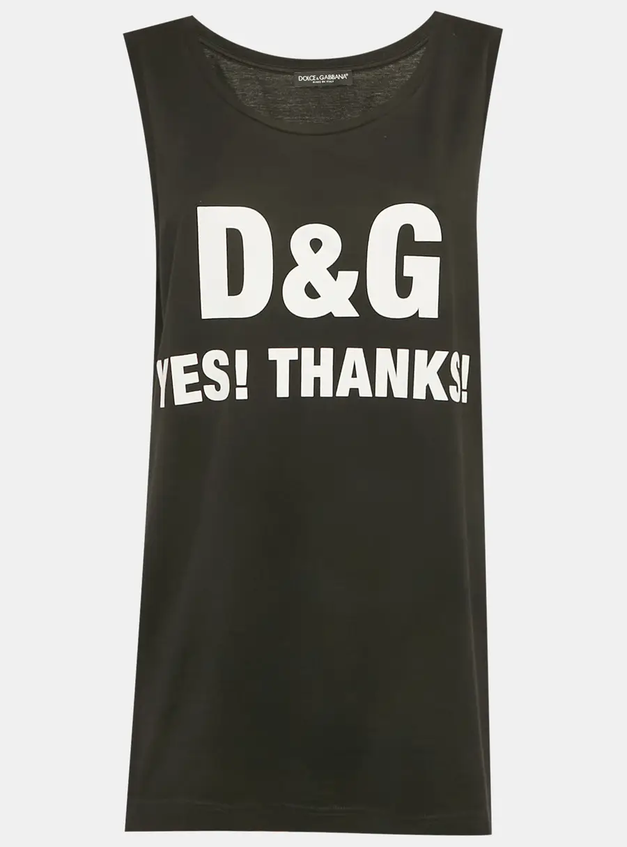 Dolce & Gabbana Black Slogan Print Jersey Tank Top M