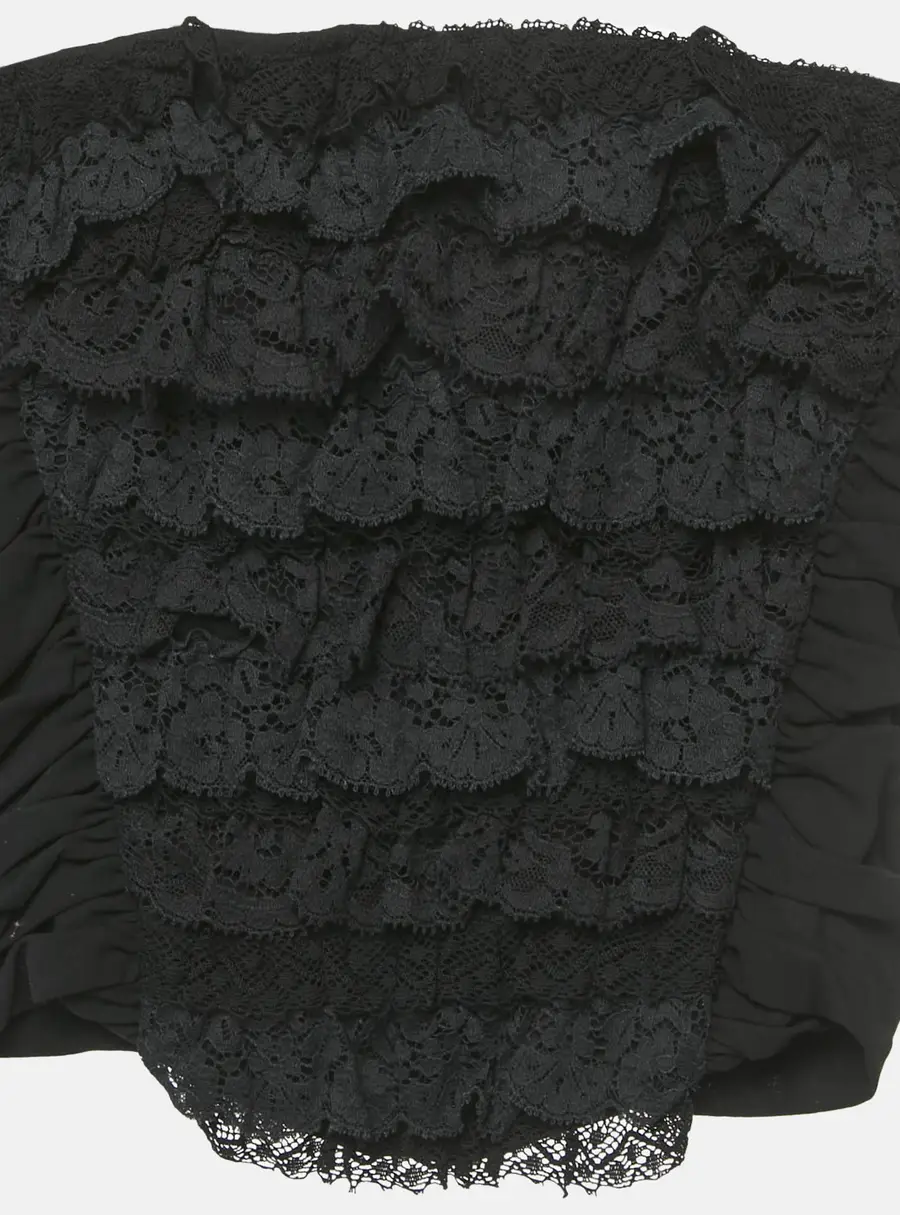 Dolce & Gabbana Black Cotton Lace Ruffle Tube Top S