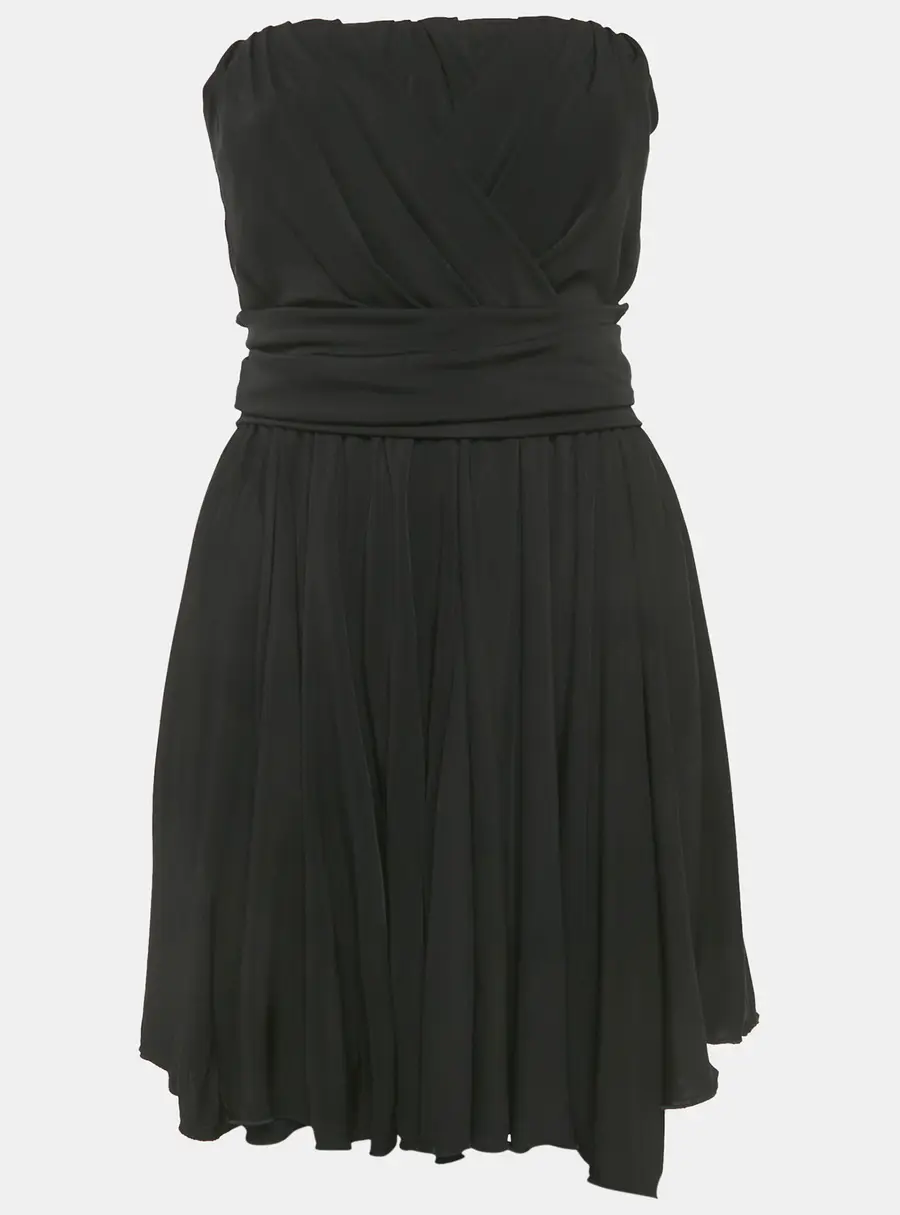 Dolce & Gabbana Black Jersey Strapless Flared Mini Dress S