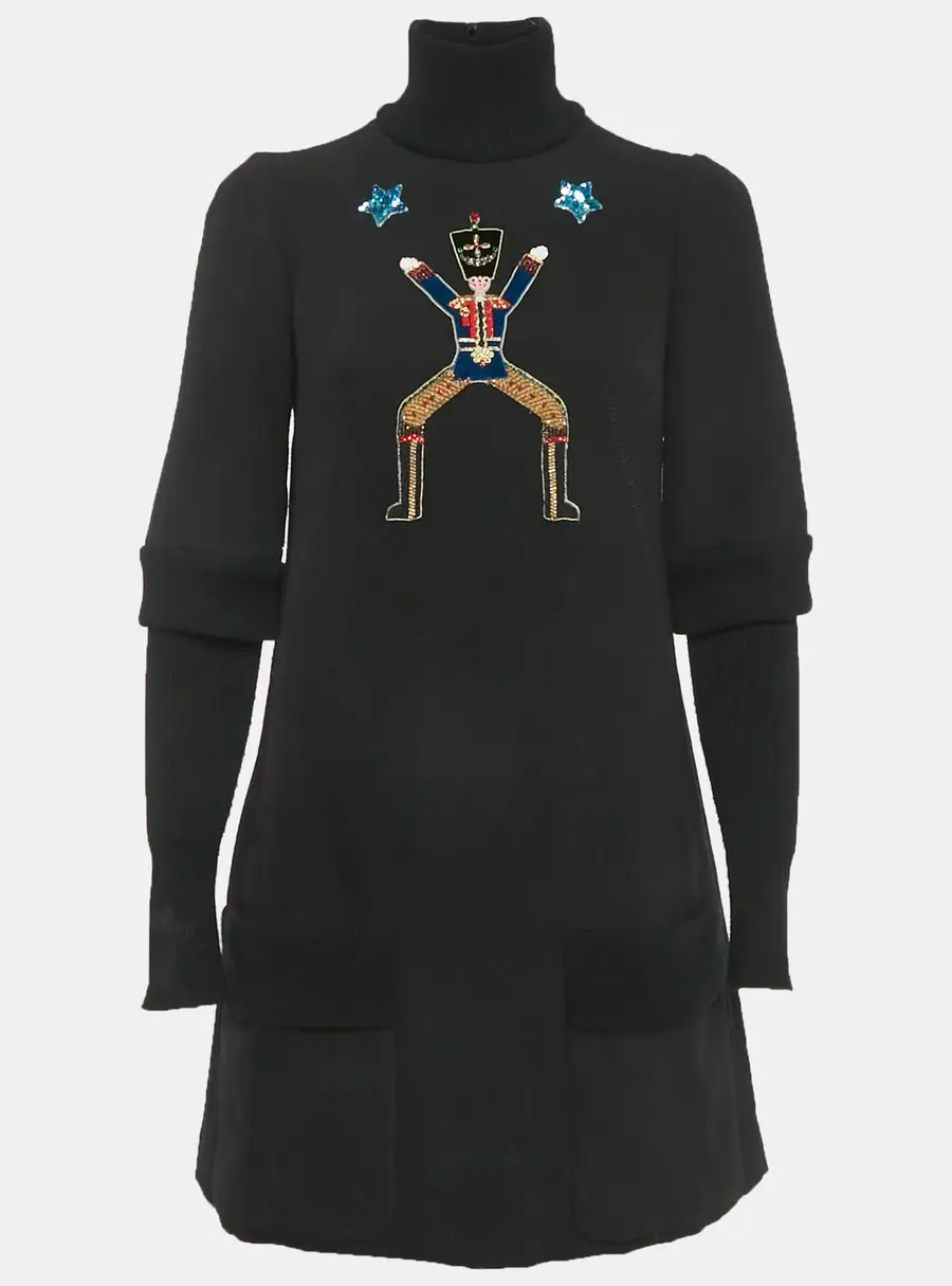 Dolce & Gabbana Black Knit Fairy Tale Applique Crystal Sweater M
