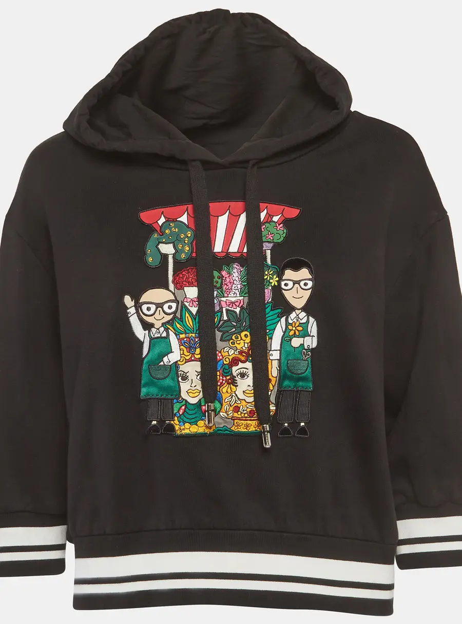 Dolce & Gabbana Black Cotton DG Family Patch Hoodie M