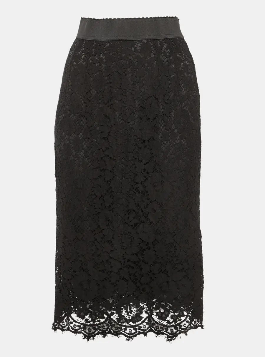 Dolce & Gabbana Black Lace Midi Skirt S