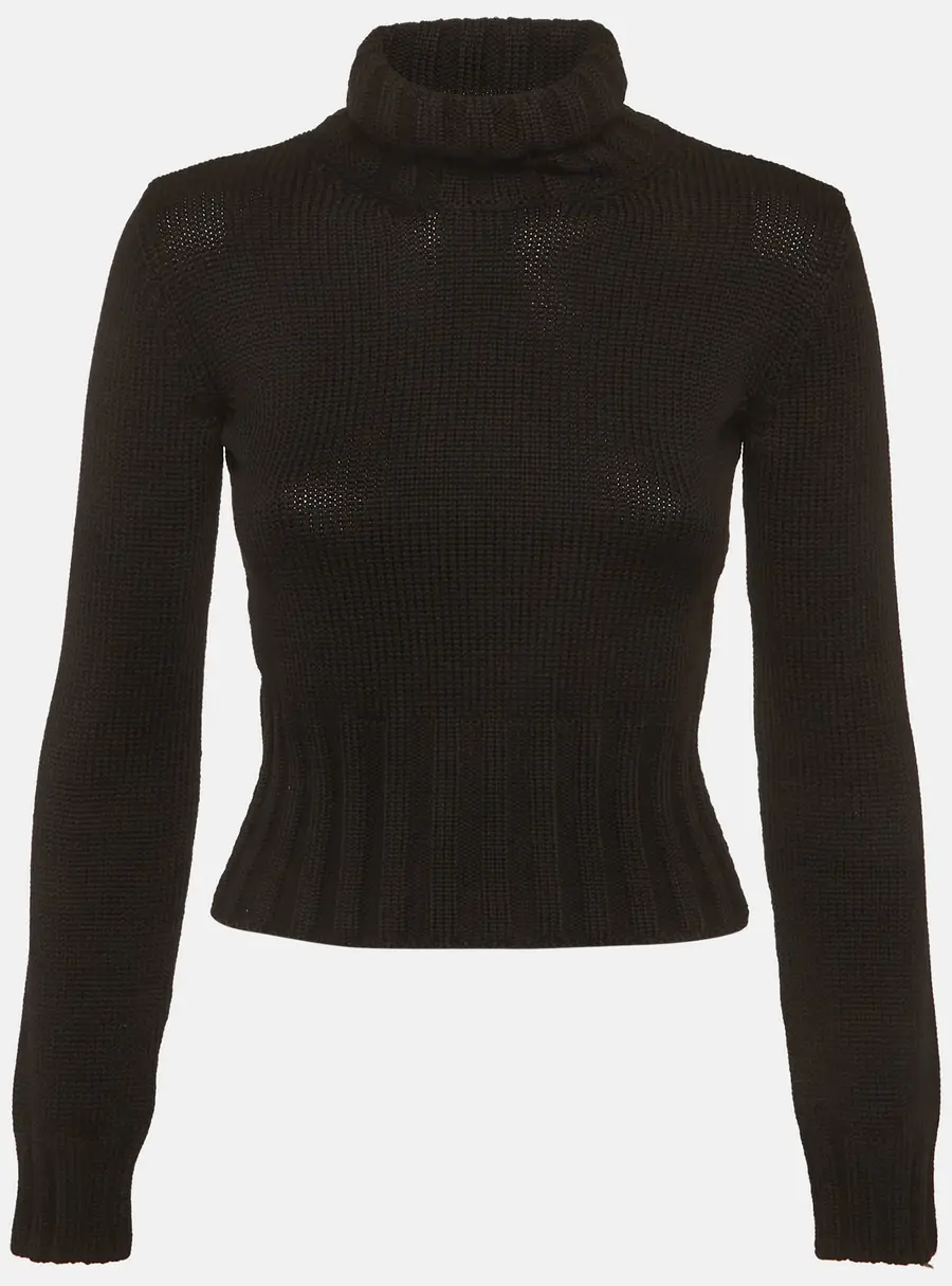Dolce & Gabbana Black Rib Knit Turtle Neck Sweater S