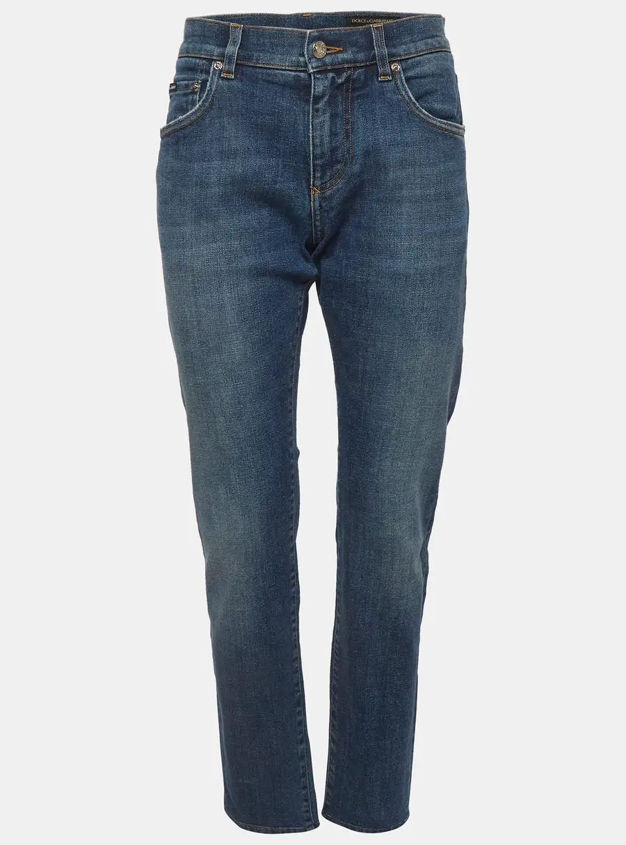 Dolce & Gabbana Blue Faded Denim Slim Fit Jeans L/Waist 32"