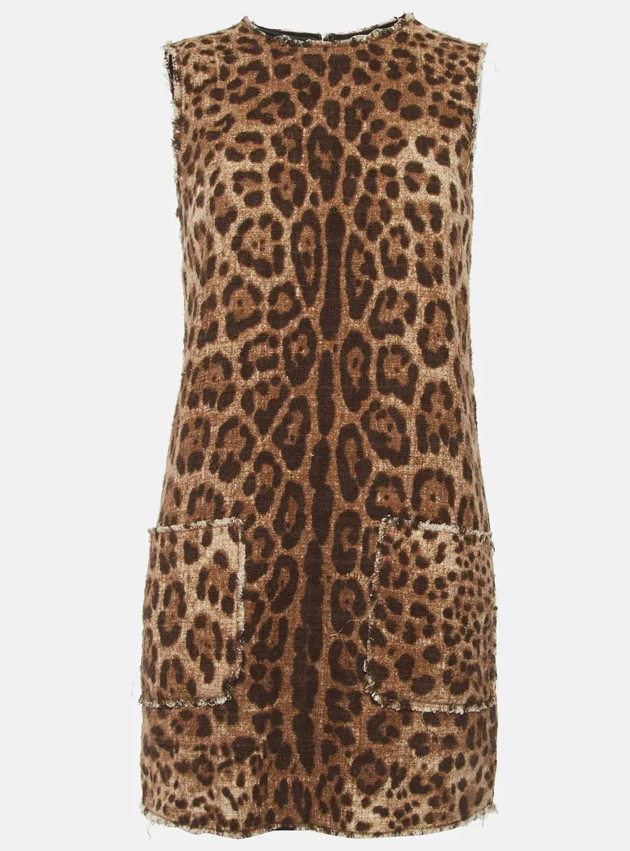 Dolce & Gabbana Brown Leopard Print Cotton Mini Dress S