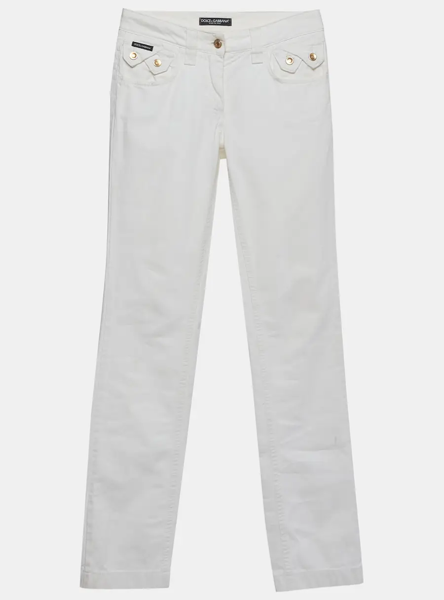 Dolce & Gabbana White Denim Straight Fit Jeans S/ Waist 27"