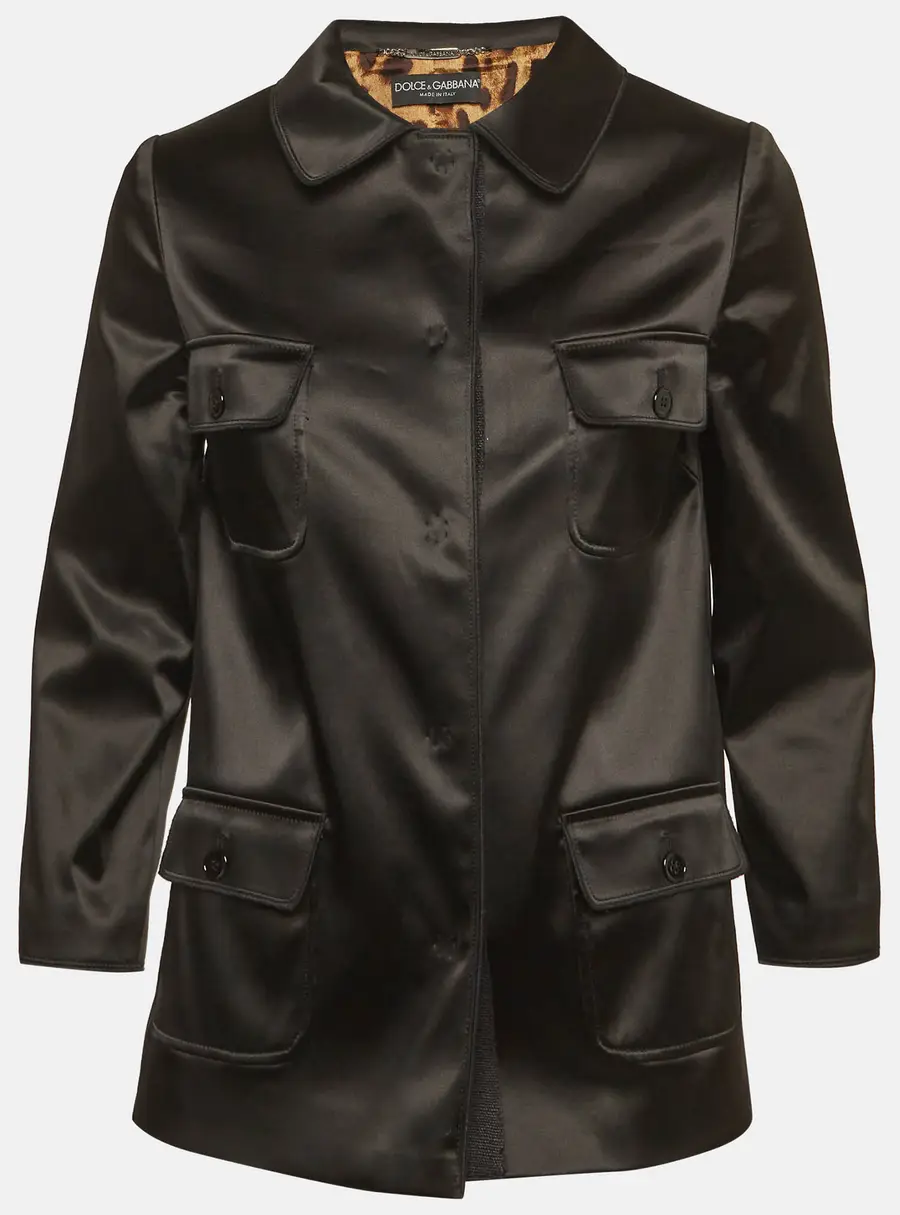 Dolce & Gabbana Black Satin Pocket Detail Jacket S