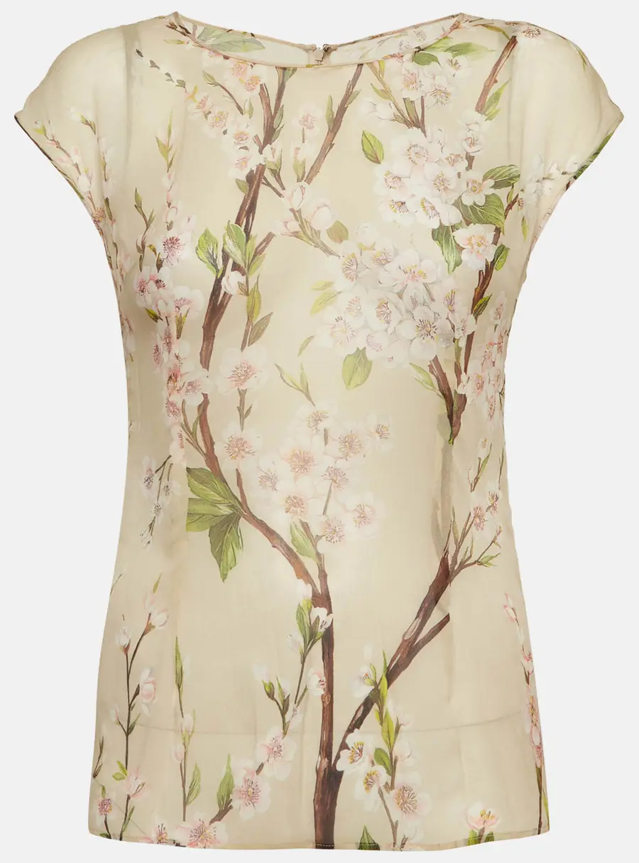 Dolce & Gabbana Beige Floral Print Chiffon Sheer Top S