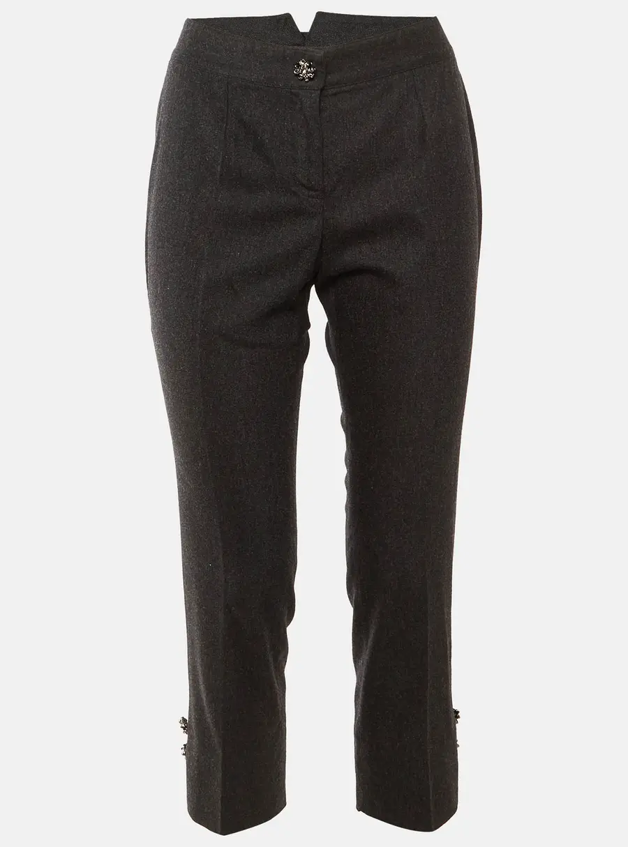 Dolce & Gabbana Charcoal Grey Wool Cropped Trousers S