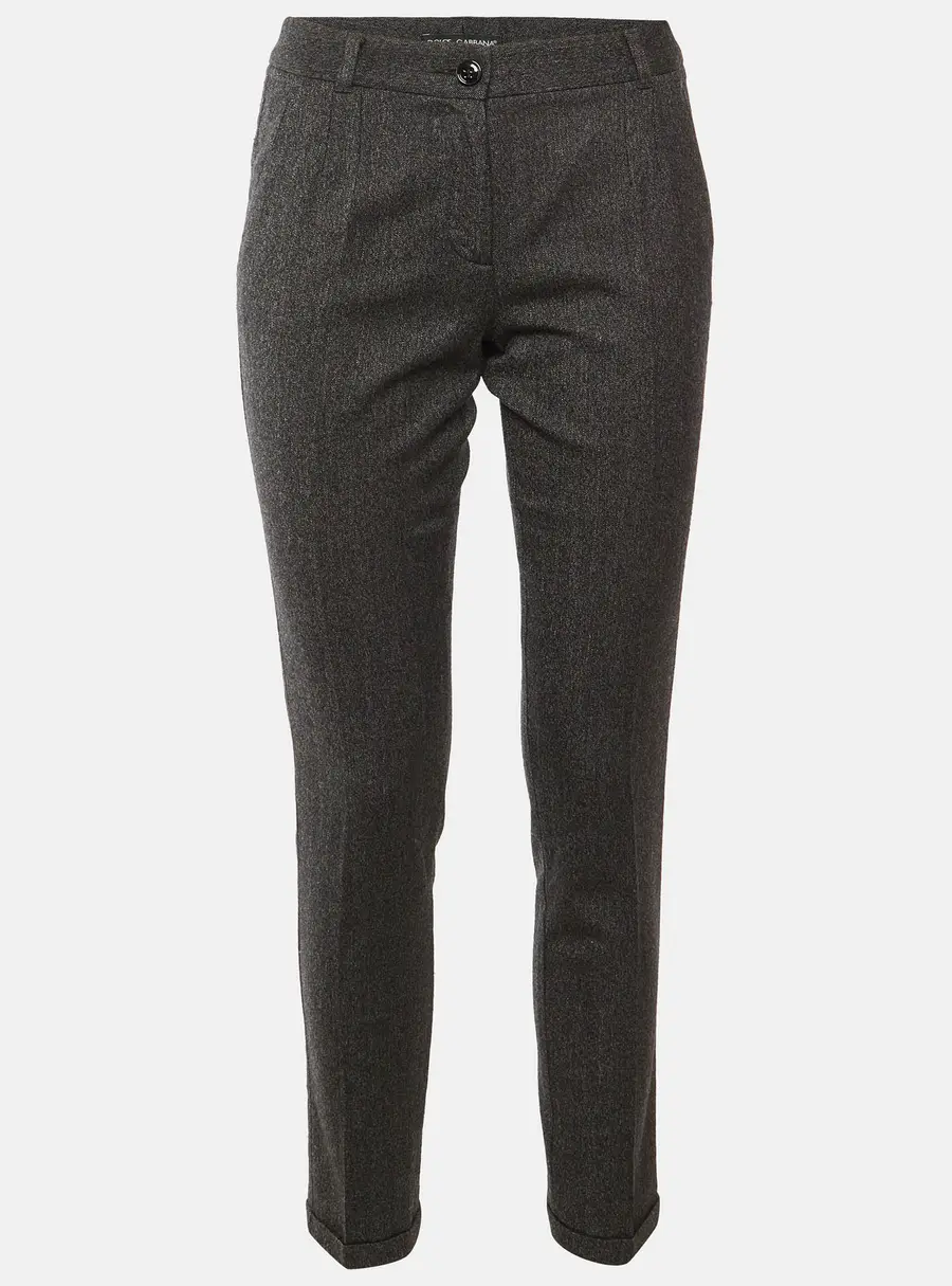 Dolce & Gabbana Charcoal Grey Wool Slim Fit Trousers S