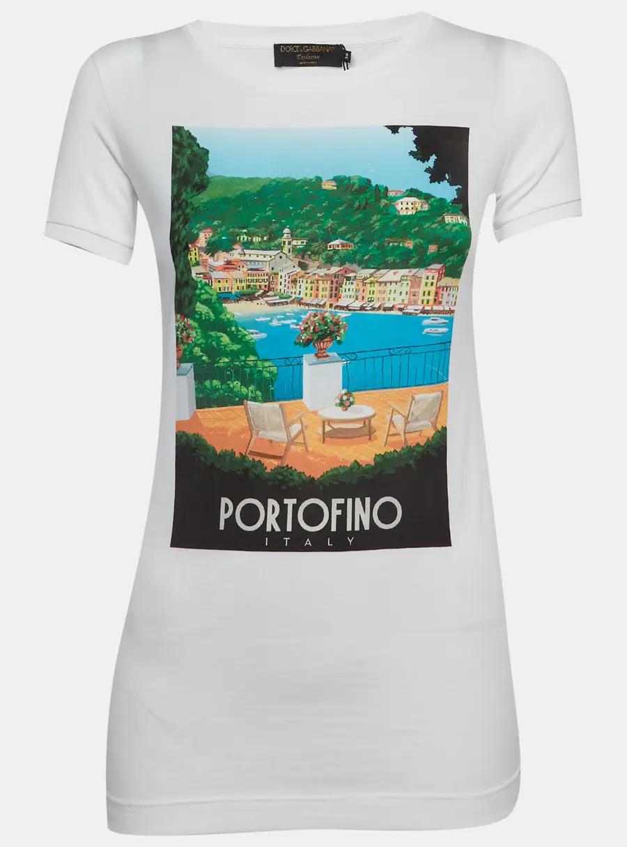 Dolce & Gabbana Exclusive White Portofino Print Jersey T-Shirt XS
