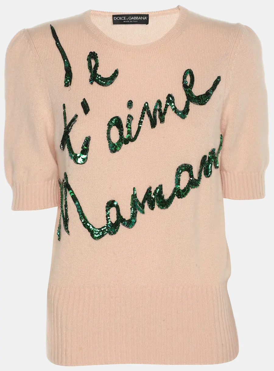 Dolce & Gabbana Beige Knit Cashmere Top S