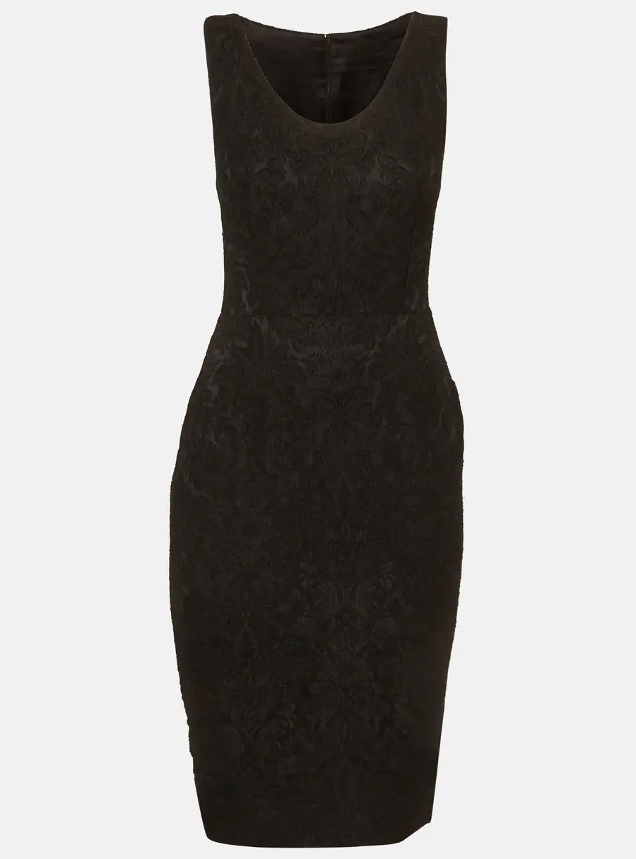 Dolce & Gabbana Black Jacquard Sheath Dress S