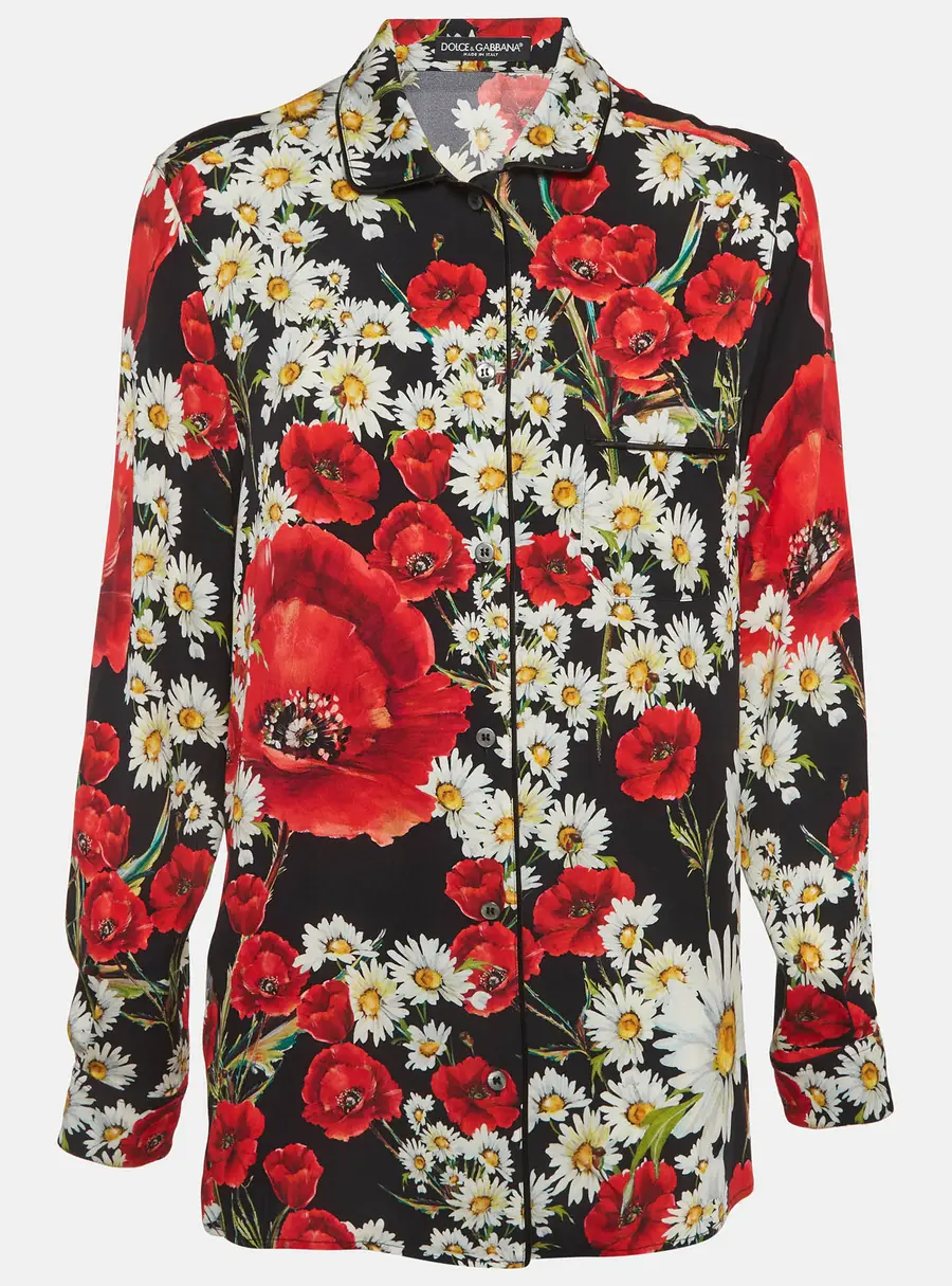 Dolce & Gabbana Multicolour Floral Print Crepe Long Sleeve Shirt M