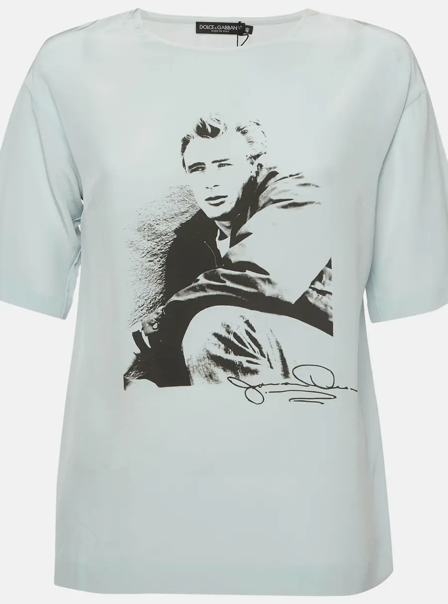 Dolce & Gabbana x James Dean White Printed Silk Top S