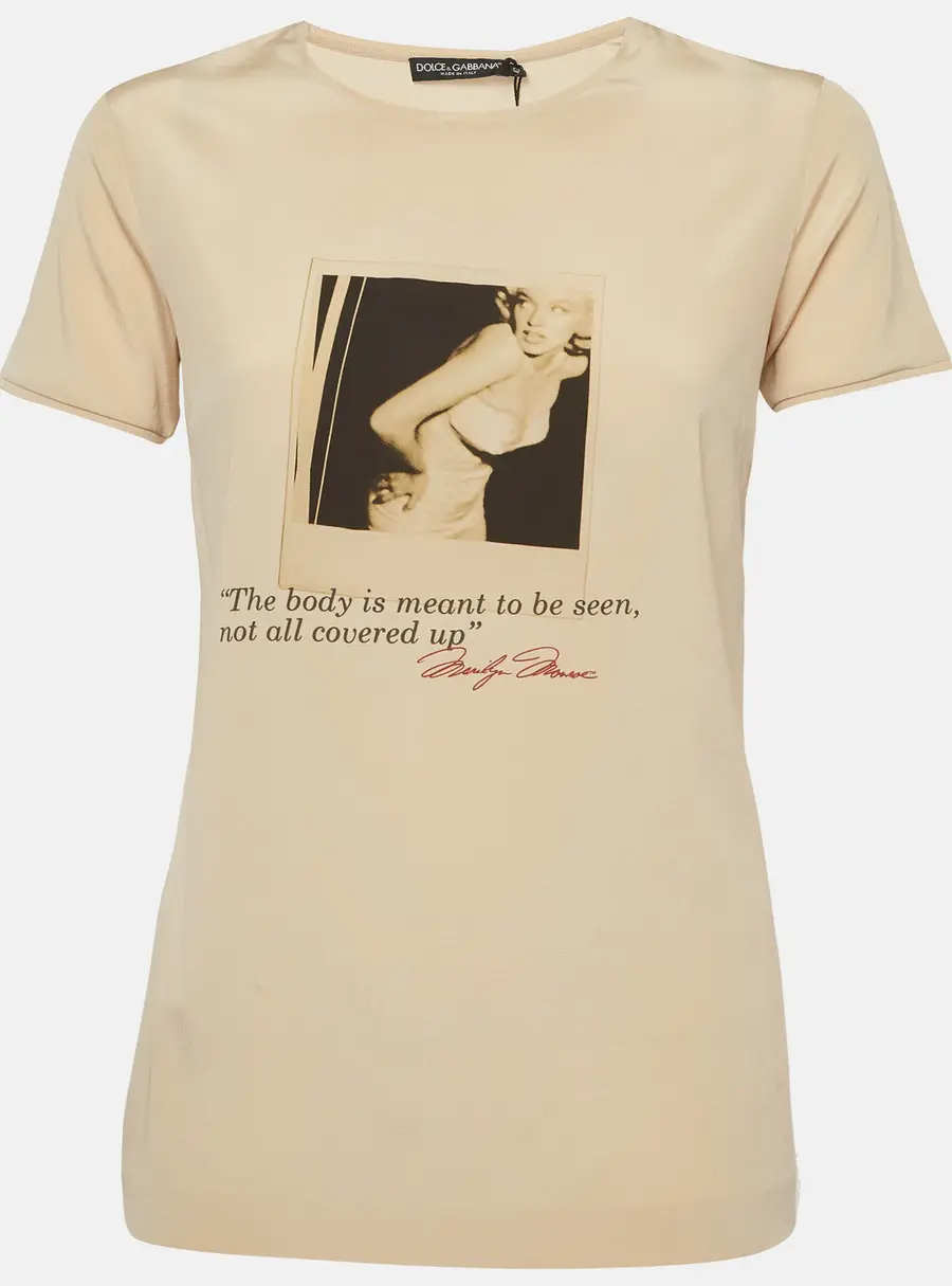 Dolce & Gabbana x Marilyn Monroe Beige Printed Silk Top M