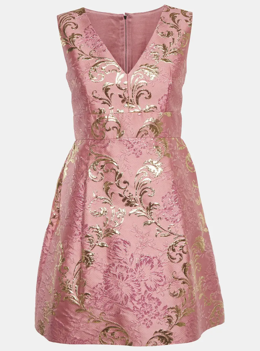 Dolce & Gabbana Pink Brocade Sleeveless Mini Dress S