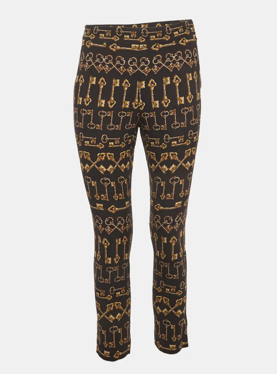 Dolce & Gabbana Black Key Print Crepe Slim Fit Pants S