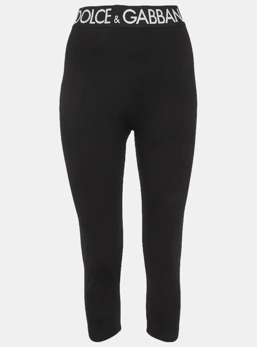 Dolce & Gabbana Black Logo Waistband Jersey Leggings XXL