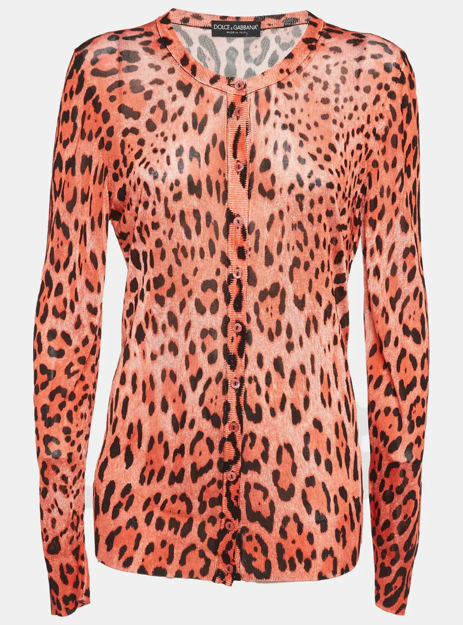 Dolce & Gabbana Orange Knit Button Front Cardigan L