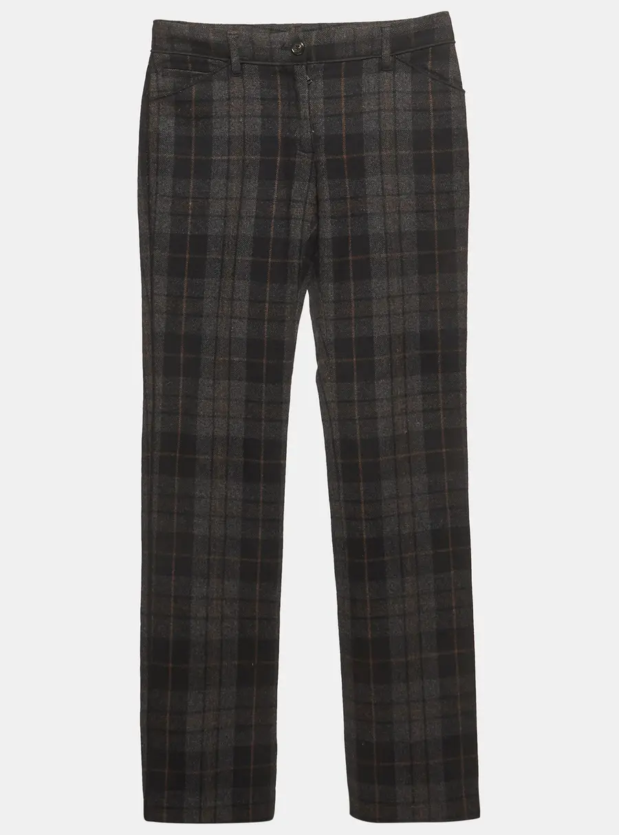 Dolce & Gabbana Grey Tartan Flannel Trousers S