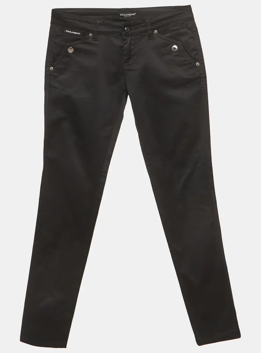 Dolce & Gabbana Black Cotton Skinny Trousers M