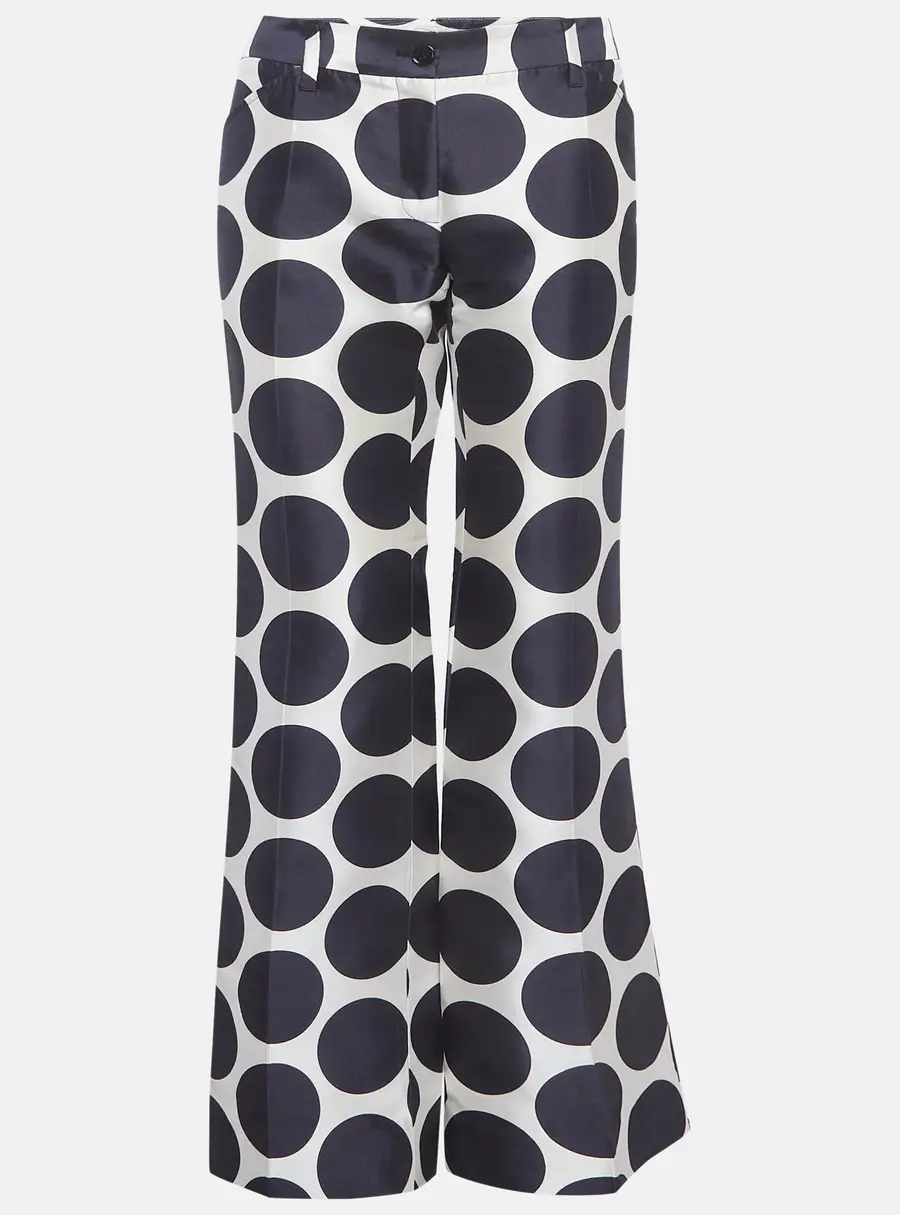 Dolce & Gabbana Cream Polka-Dot Silk Trousers M