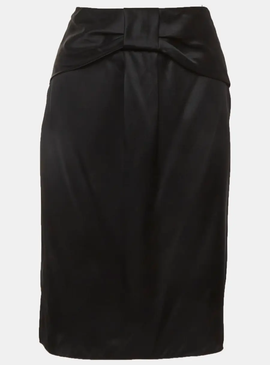 Dolce & Gabbana Black Satin Bow Style Mini Skirt S