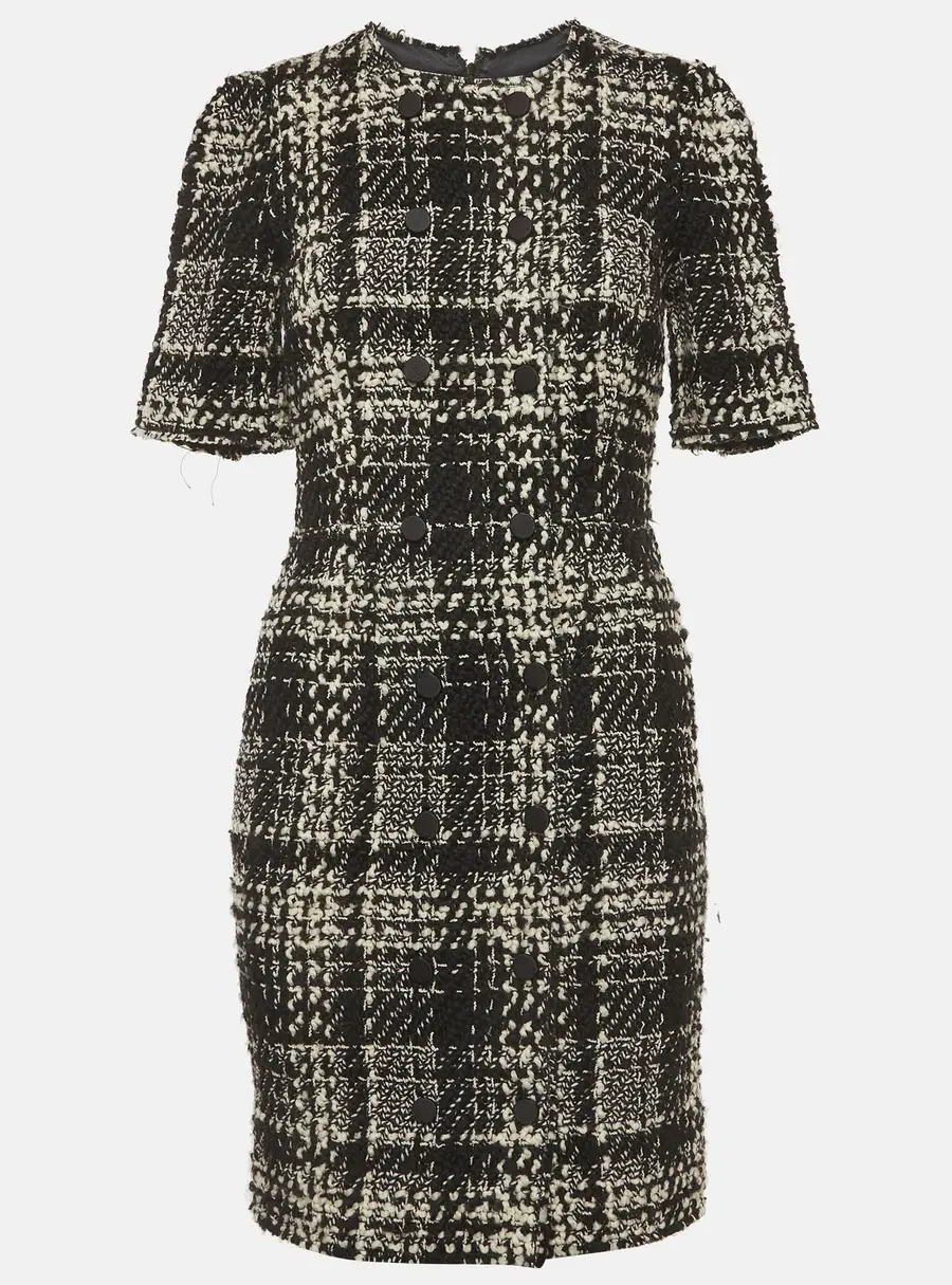 Dolce & Gabbana Multicolor Tweed Wool Blend Short Dress S