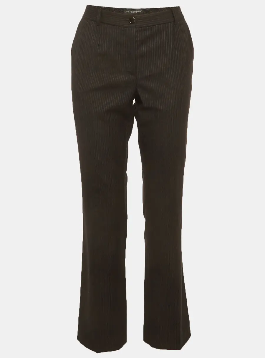 Dolce & Gabbana Black Pinstripe Wool Trousers M