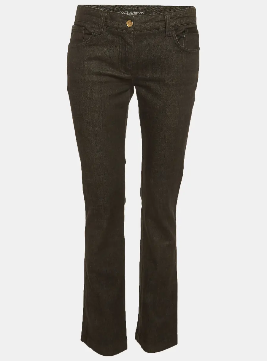 Dolce & Gabbana Black Satin Trim Denim Slim Fit Jeans M/Waist 32"