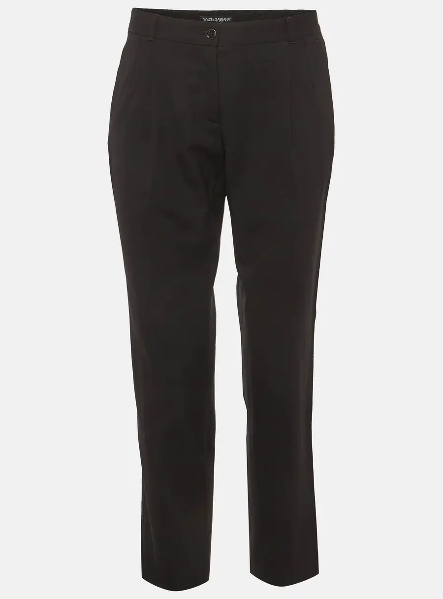 Dolce & Gabbana Black Wool Blend Straight Fit Trousers S