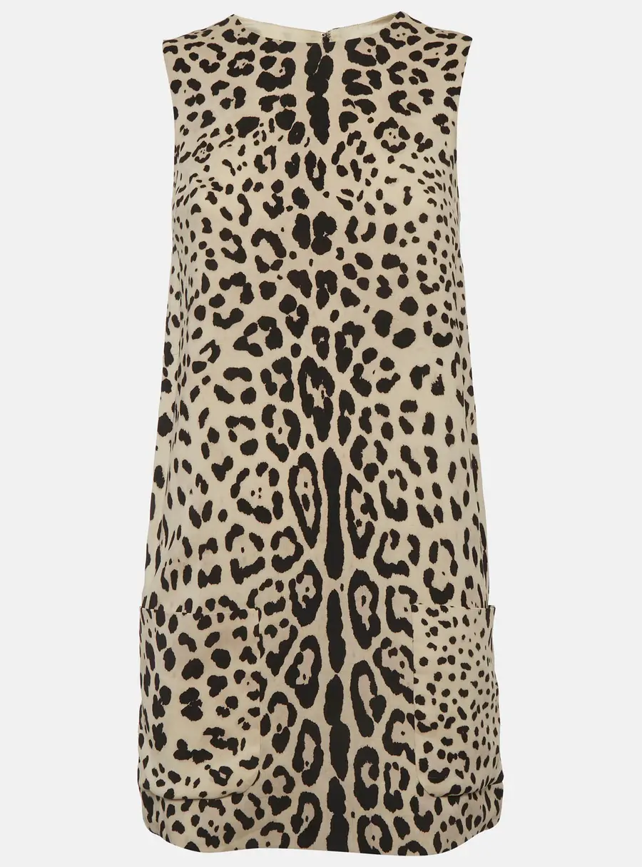 Dolce & Gabbana Beige Leopard Print Sleeveless Sheath Mini Dress S
