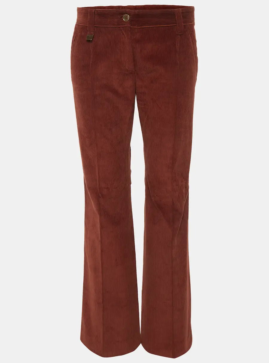 Dolce & Gabbana Brown Corduroy Straight Fit Trousers S