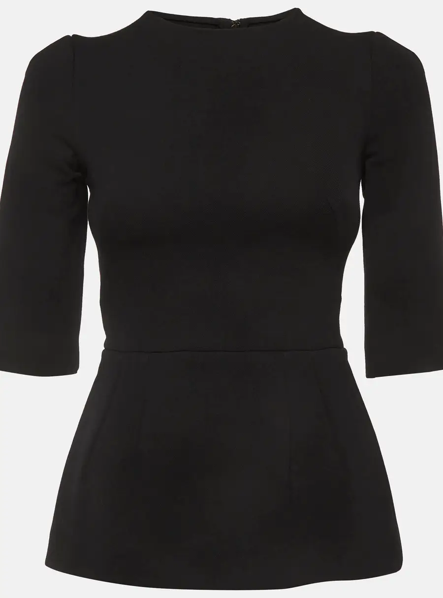 Dolce & Gabbana Black Stretch Wool Peplum Top XS