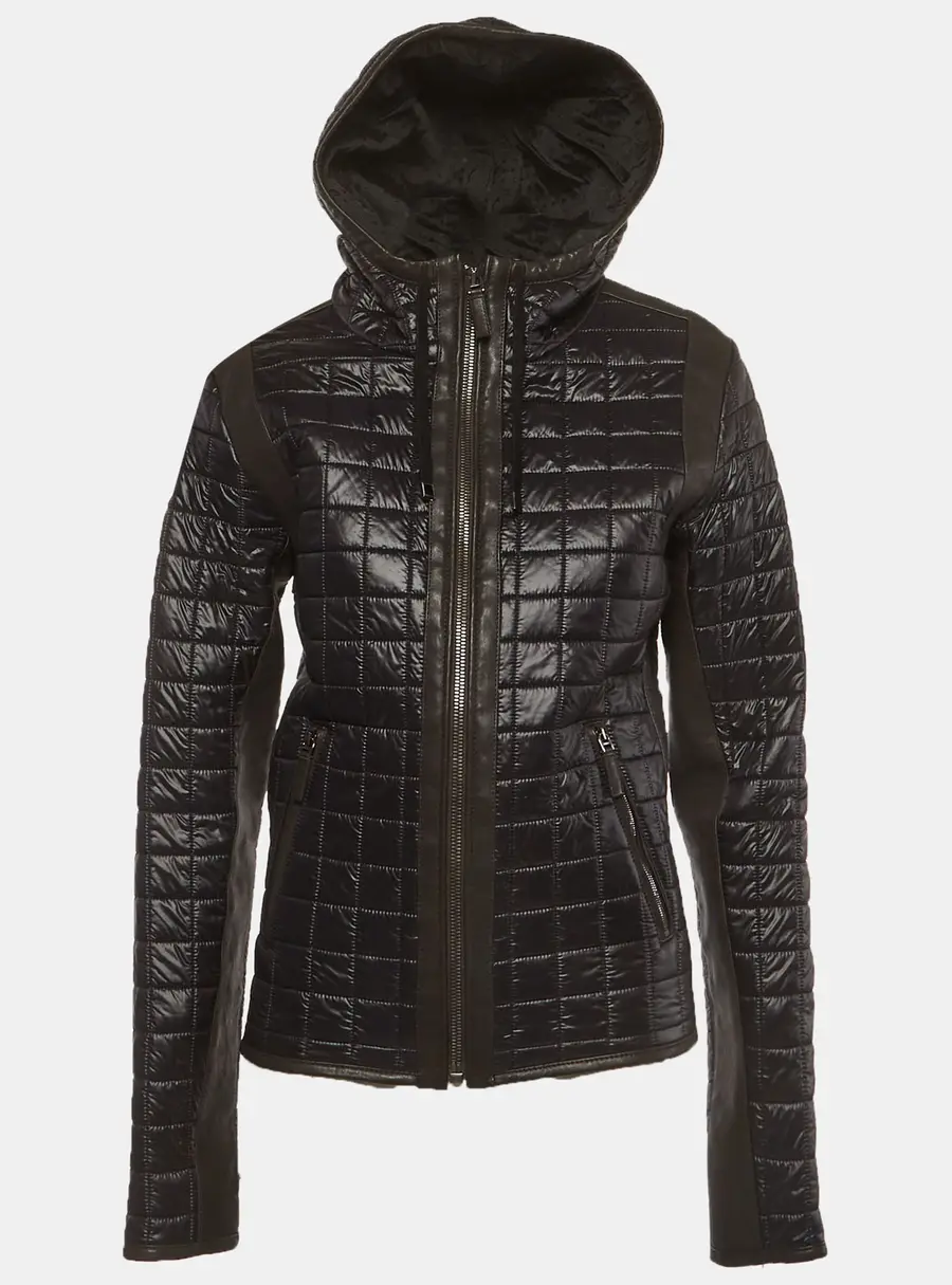 Dolce & Gabbana Black Nylon and Leather Trim Puffer Jacket M