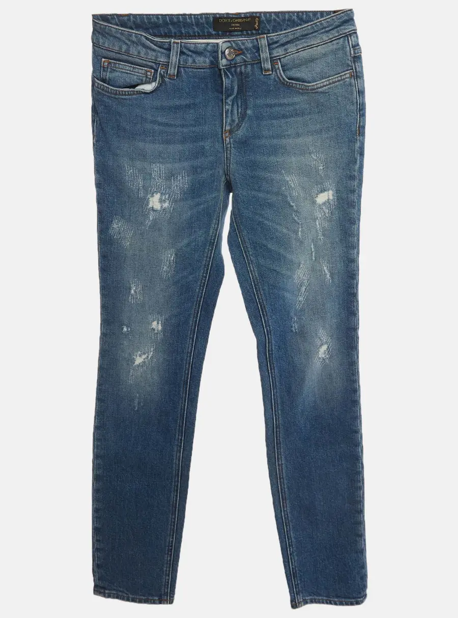 Dolce & Gabbana Blue Distressed Denim Skinny Jeans S/Waist 28"