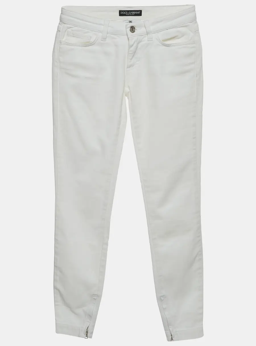 Dolce & Gabbana White Denim Side Zipper Skinny Jeans XS/Waist 26"