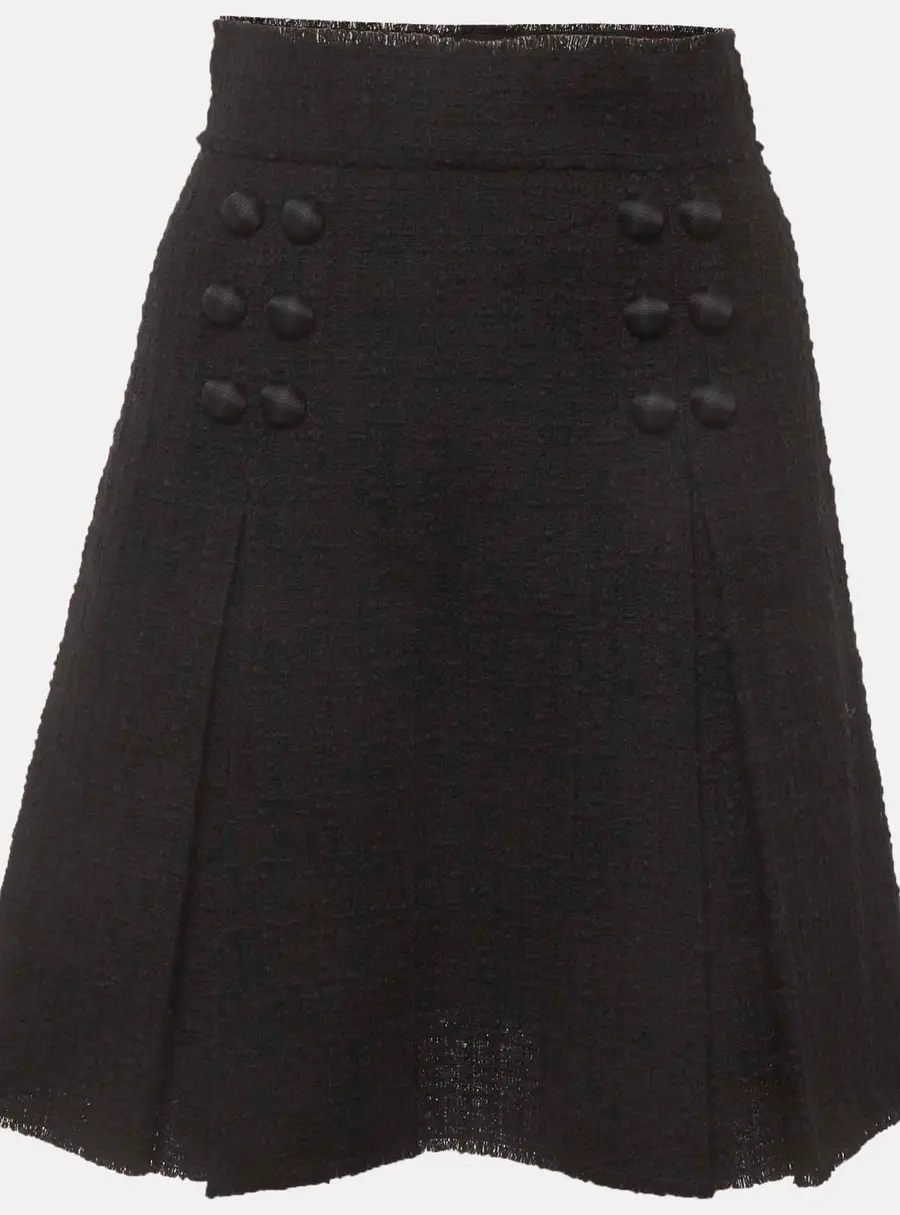 Dolce & Gabbana Black Tweed Pleated Mini Skirt S