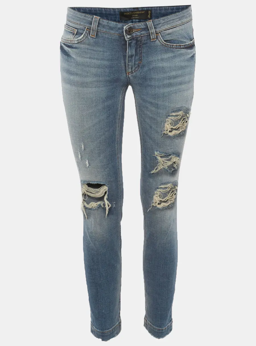 Dolce & Gabbana Blue Denim Distressed Ripped Jeans S/Waist 28"